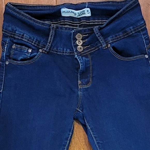 MONKEY RIDE JEANS DARKE BLUE - 3 BUTTON JEANS - JUNIORS SIZE 5 - Picture 4 of 11
